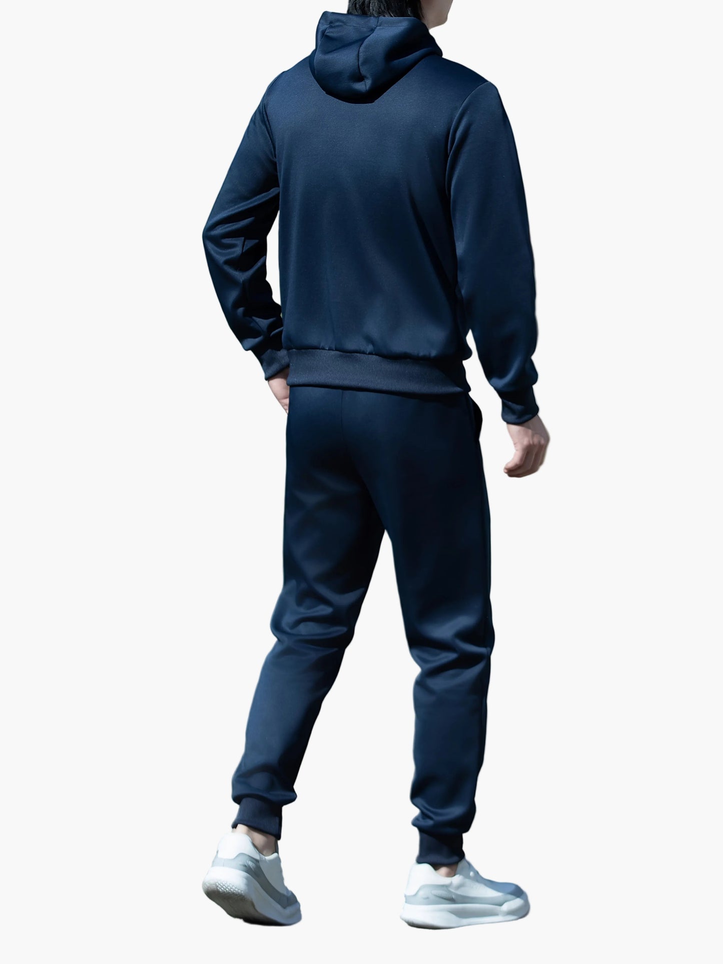 Men's Exercise Suit Set Sporty Leisure Jogging Suit with Hooded Jacket and Jogging Pants