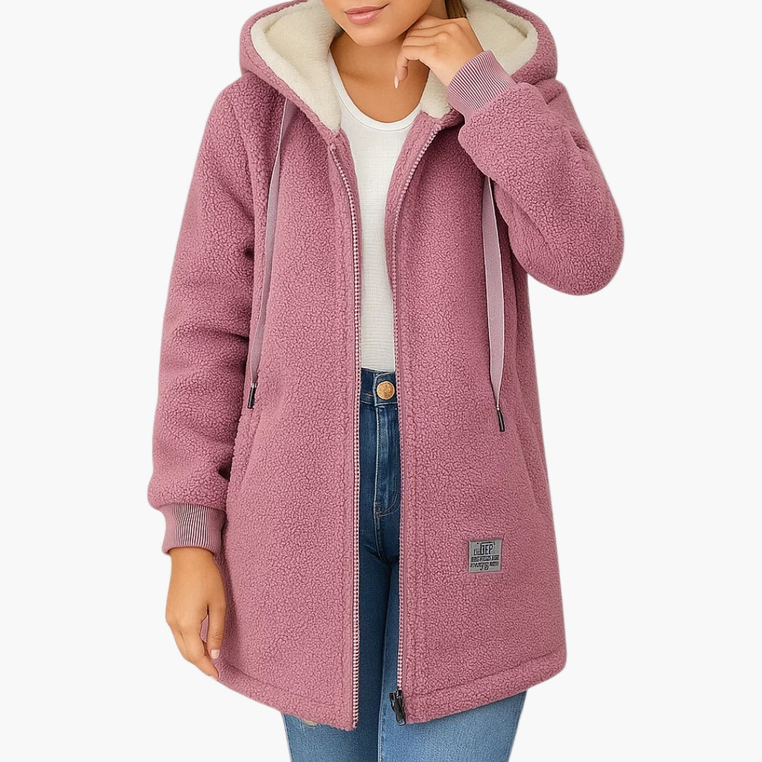 Women's fleece jacket hooded coat casual elegant – warm & stylish for autumn and winter