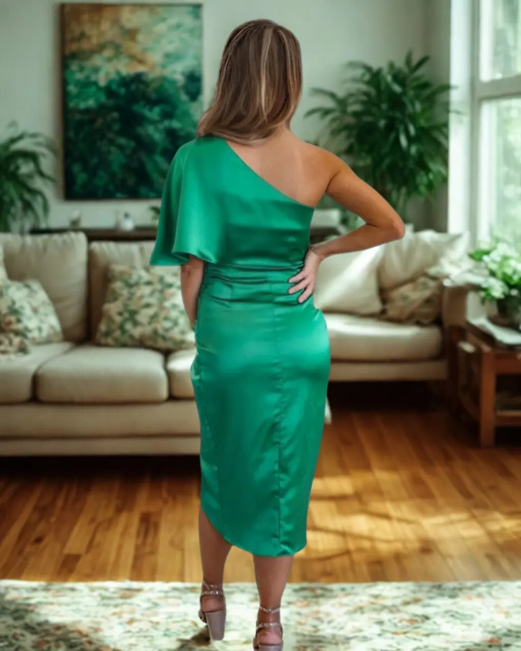 Women's Asymmetrical Mid-Length Dress for Elegant Occasions and Festive Evenings