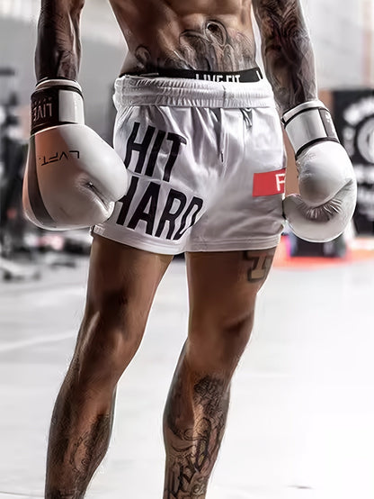 Men's Basketball Shorts with 'HIT HARD' Print – Sporty Look for Training and Leisure