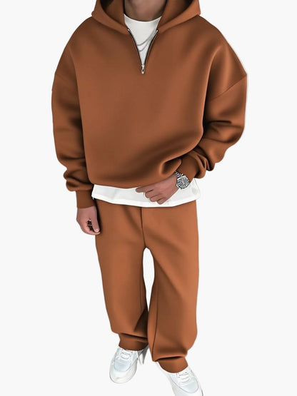 Men's Loose-Fitting Hooded Sweatshirt and Sweatpants Set Street Clothing Leisurewear
