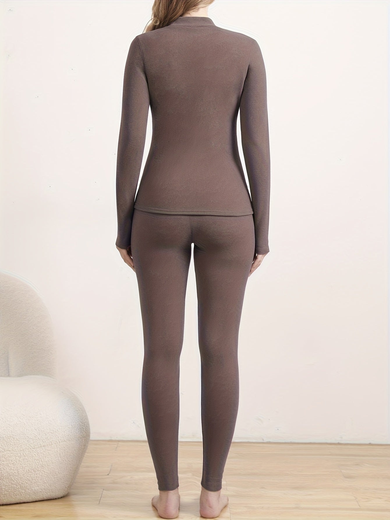 Damen Thermo-Set Warm Gefüttertes Oberteil und Leggings