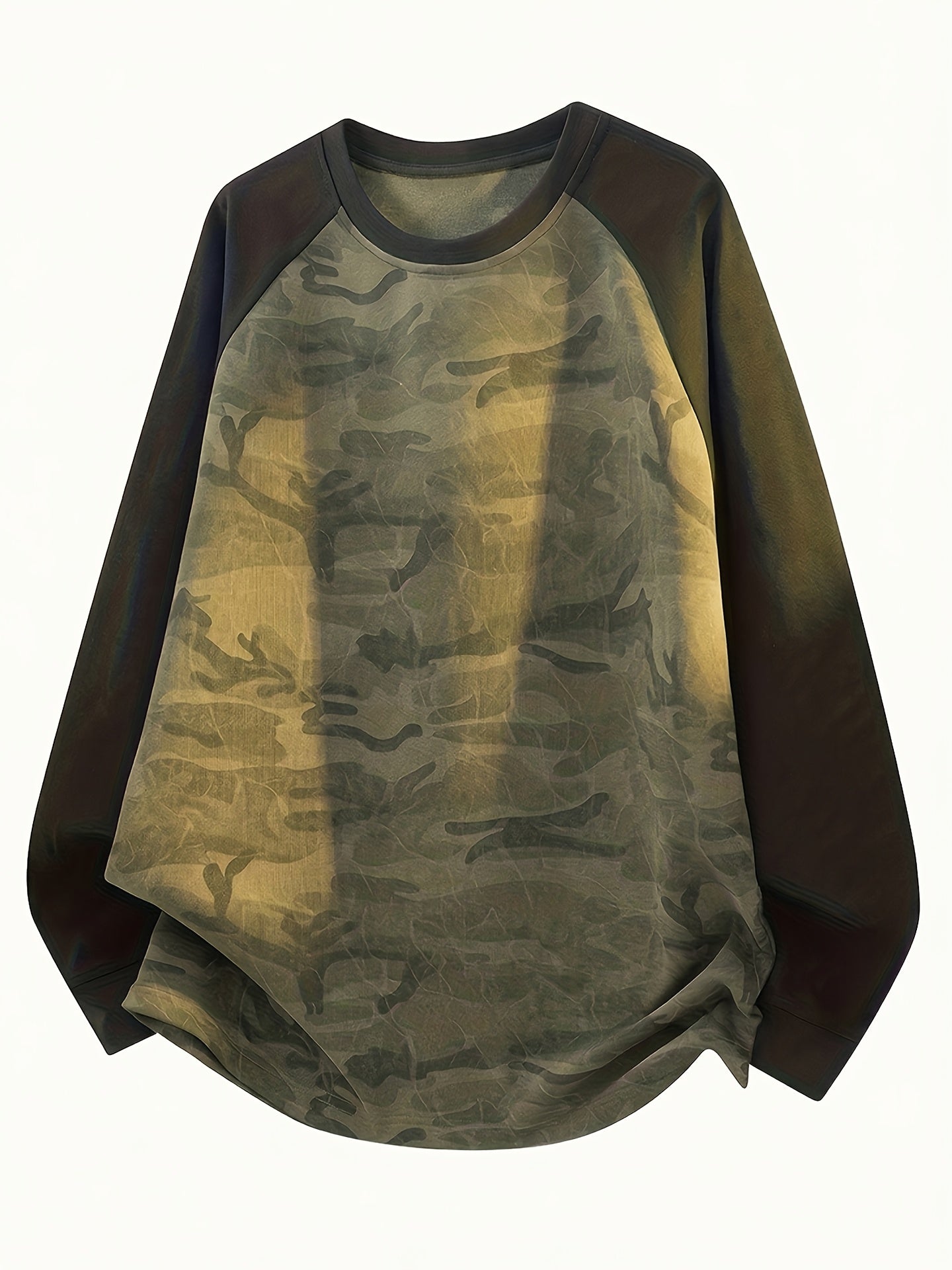 Unisex long-sleeve shirt, camouflage, raglan sleeves, crew neck, casual