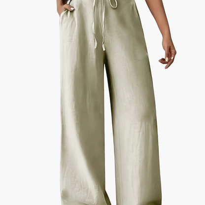 Women's Wide-Leg Pants with Drawstring – Casual Leisurewear for Everyday and Weekends