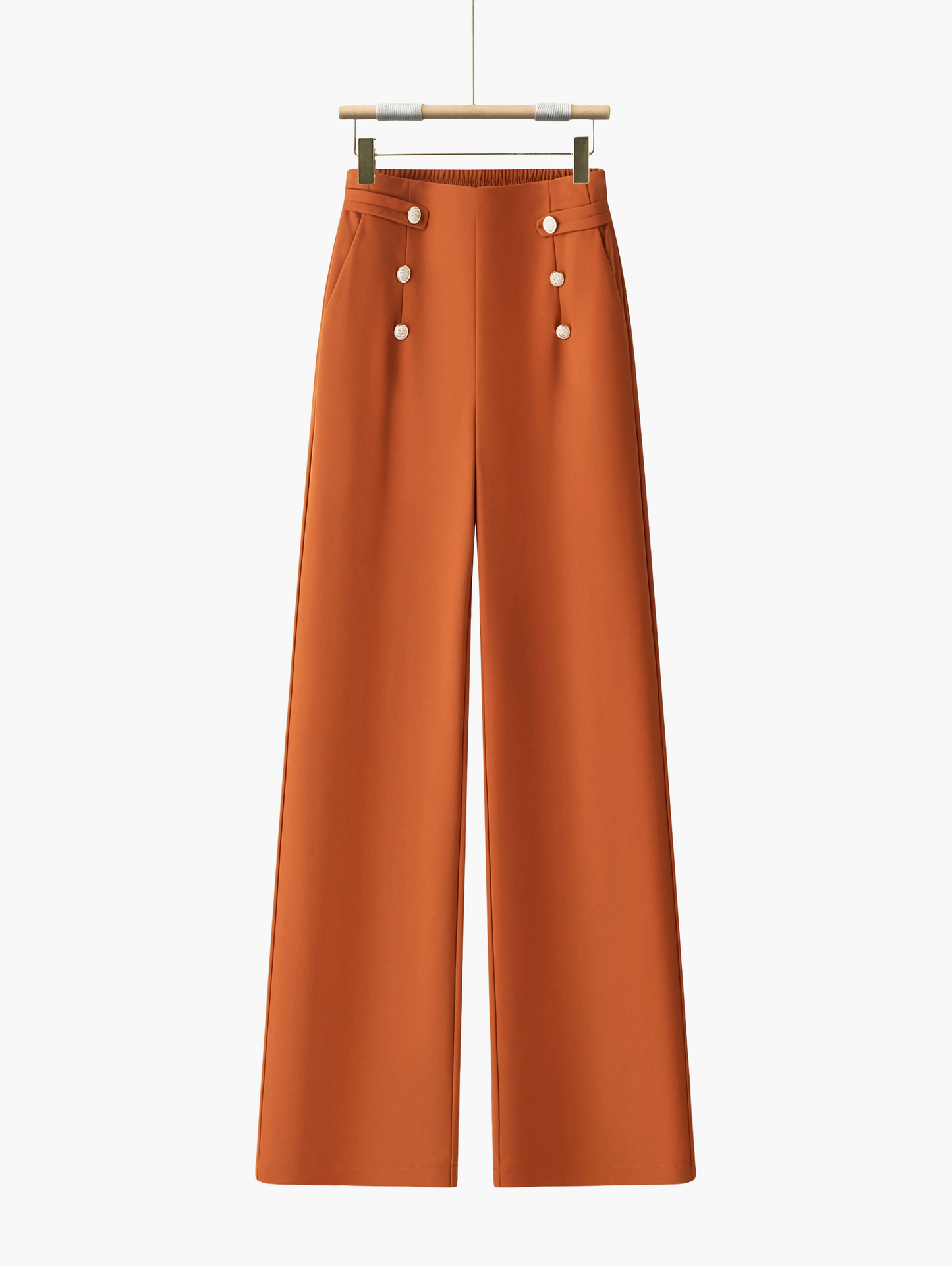 Women's Elegant Wide-Leg Pants with Button Details – Casual & Office