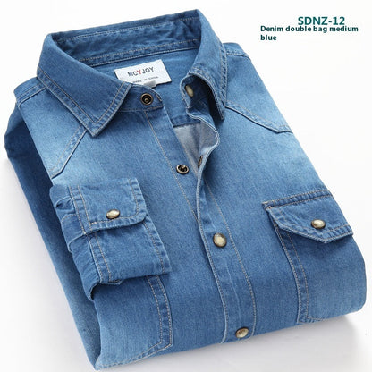 Men's casual-style denim shirt with chest pockets – relaxed long-sleeve shirt for everyday and office wear