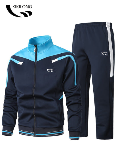 Men’s two-piece tracksuit with stand-up collar jacket and pants