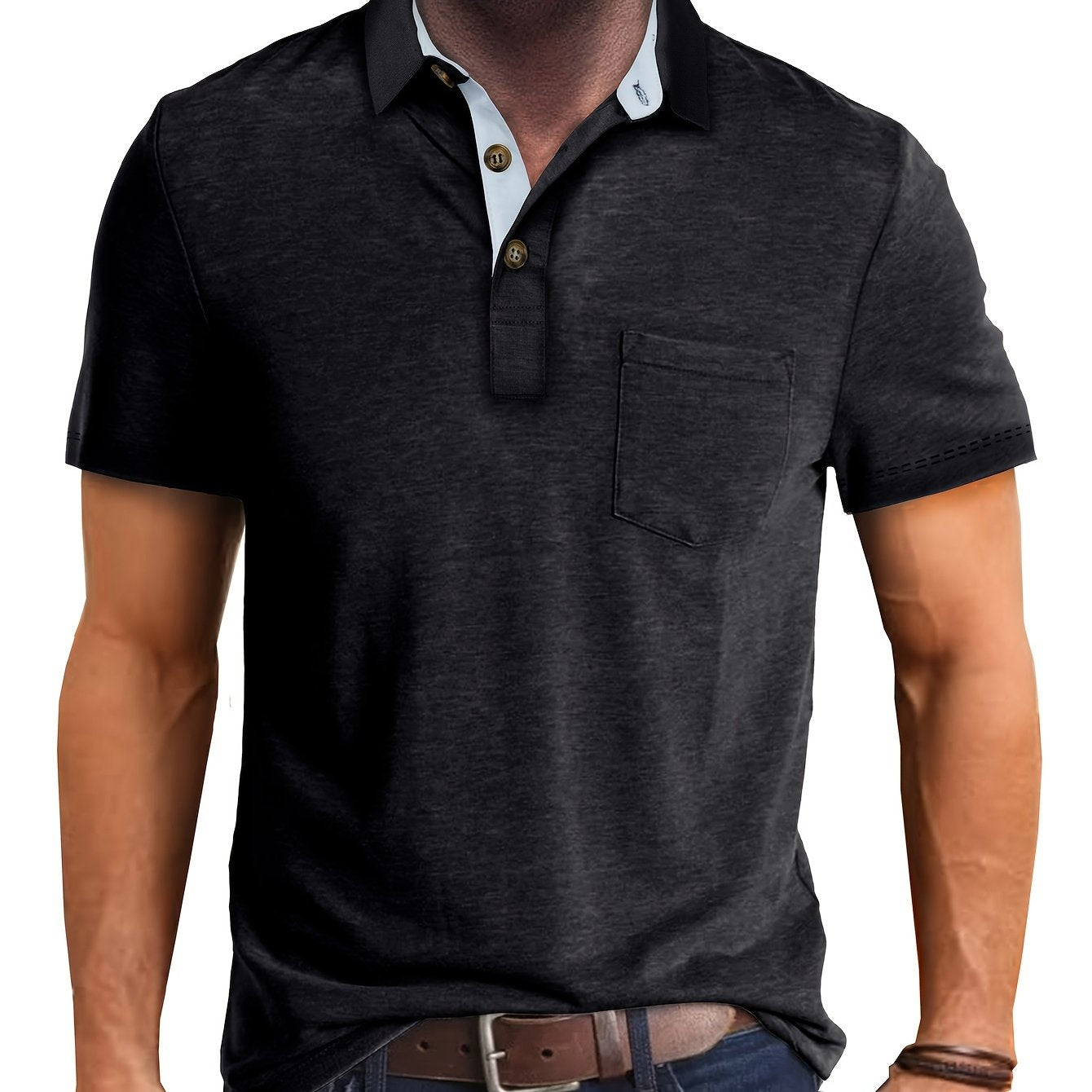 Men's Polo Shirt with Chest Pocket – Modern, Casual Polo Shirt for Everyday and Leisure Wear