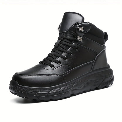 Herren Stiefel Schwarz mit Schnürsenkeln und Profilsohle