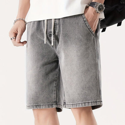Men's Casual Loose Fit Denim Shorts with Drawstring – Relaxed, Knee-Length Shorts for Everyday and Streetwear
