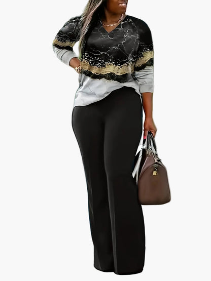 Women's Elegant Casual Outfit with Modern Print – Ideal for Everyday and Office Use