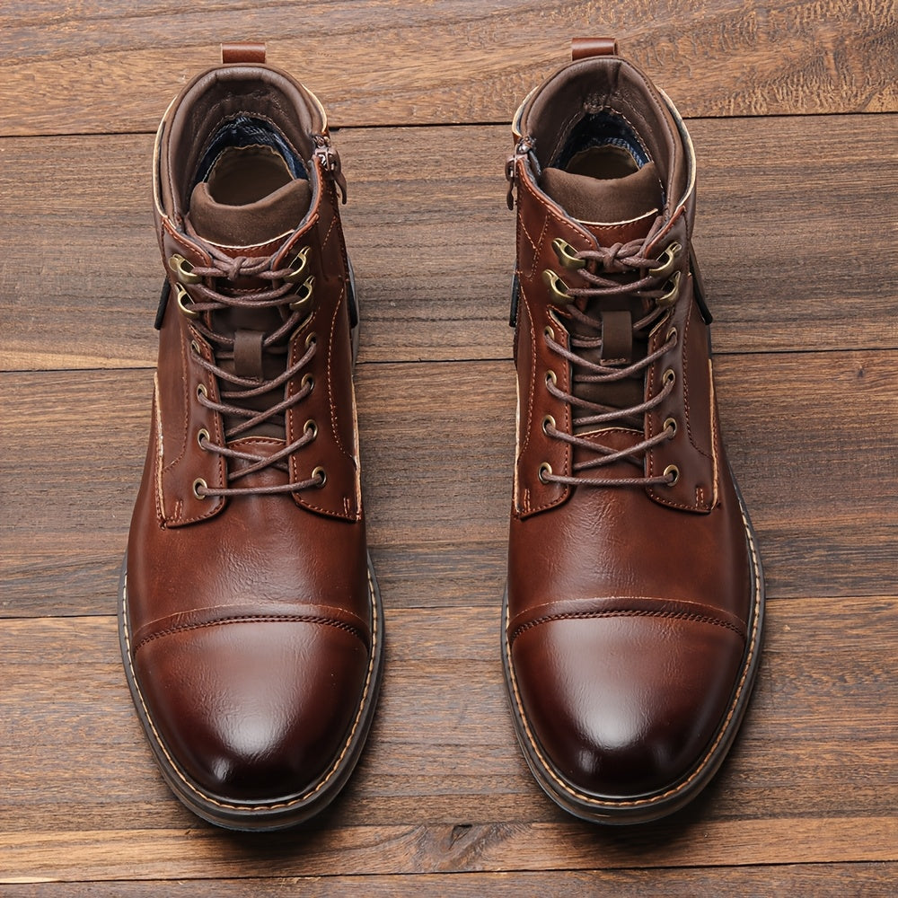 Herren Schnürstiefeletten Braun mit Profilsohle