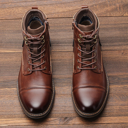 Herren Schnürstiefeletten Braun mit Profilsohle