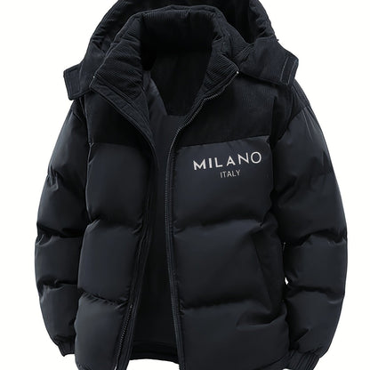 Unisex Winter Steppjacke mit Kapuze und Cord-Details