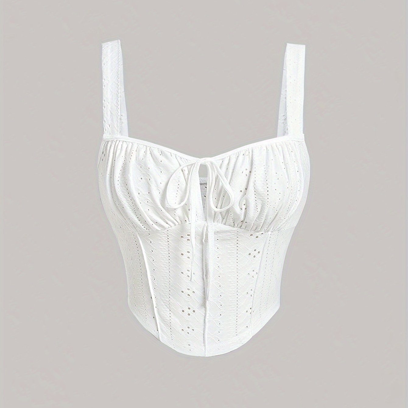 Women's Bustier Top with Broderie Anglaise and Lacing – Fashionable Summer Corset for Casual Wear and Parties