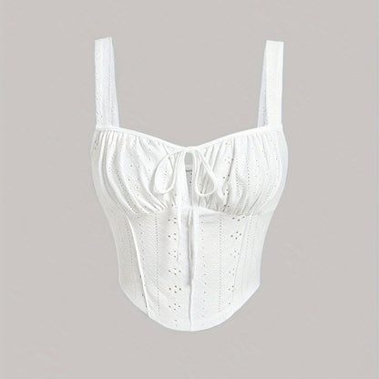 Women's Bustier Top with Broderie Anglaise and Lacing – Fashionable Summer Corset for Casual Wear and Parties
