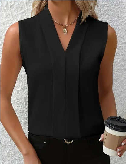 Karen – Elegant Sleeveless Women's Blouse with V-Neck – Light & Versatile for Spring and Summer