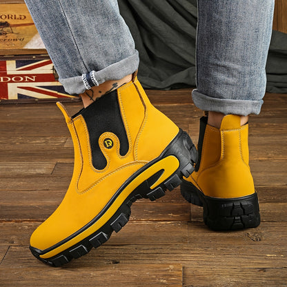 Chelsea Boots Herren Gelb Schwarz mit Profilsohle