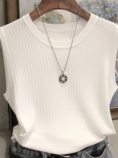 Damen Rippstrick ärmelloses Top – Elegantes Basic für Büro & Freizeit