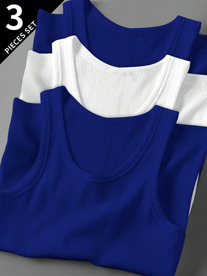 Men's Sporty Ribbed Tank Top – Modern Training and Casual Top