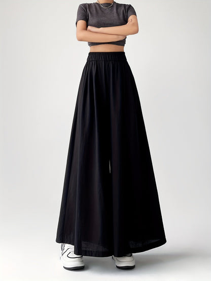 Women's Wide-Leg Culotte Pants for Leisure and Everyday Wear, Trendy Palazzo Pants, Loose Fit Design