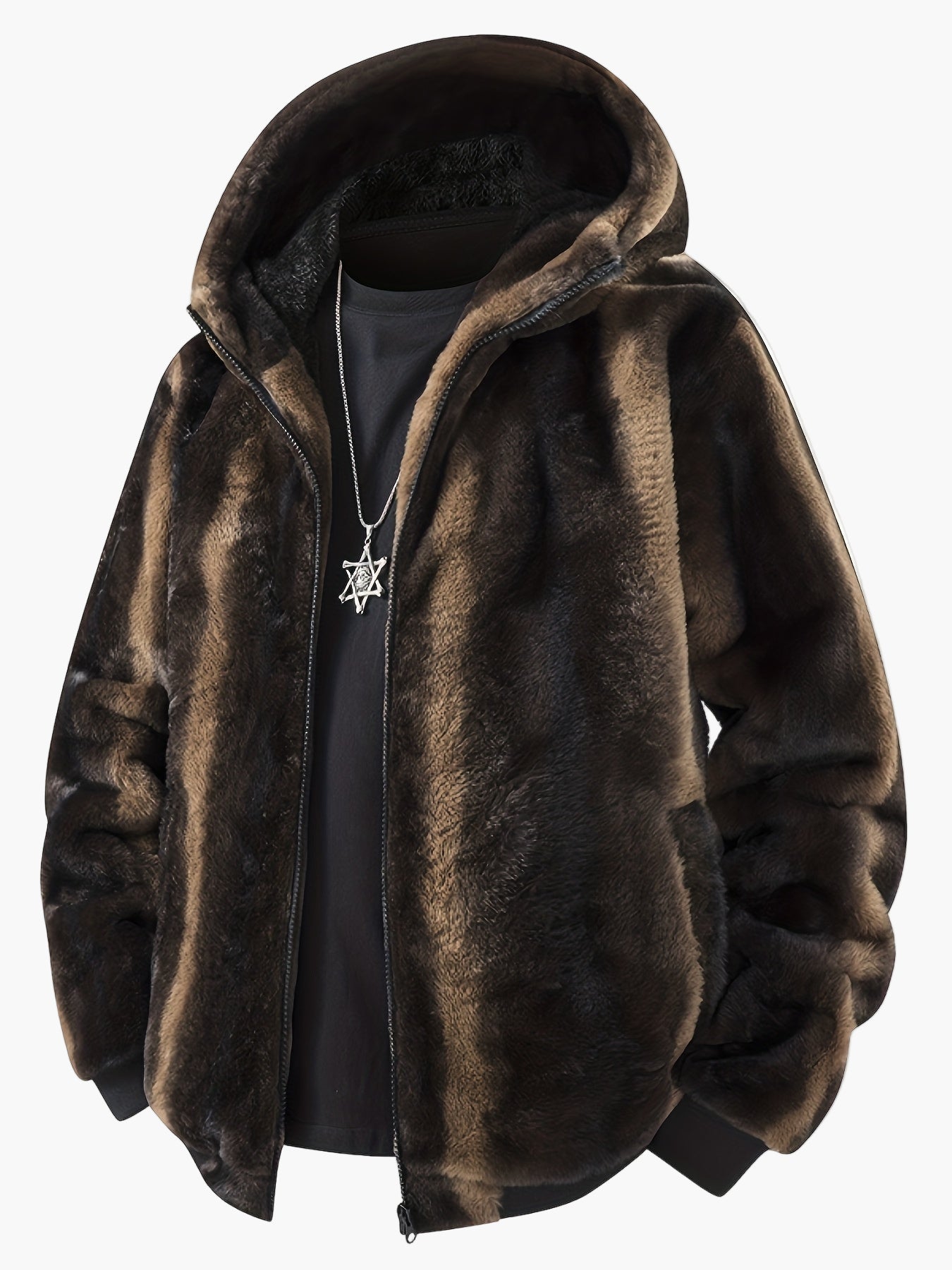 Men's Winter Hooded Jacket Warm Lined Fashionable Casual Fleece Jacket