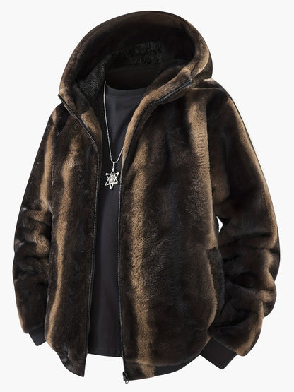 Men's Winter Hooded Jacket Warm Lined Fashionable Casual Fleece Jacket