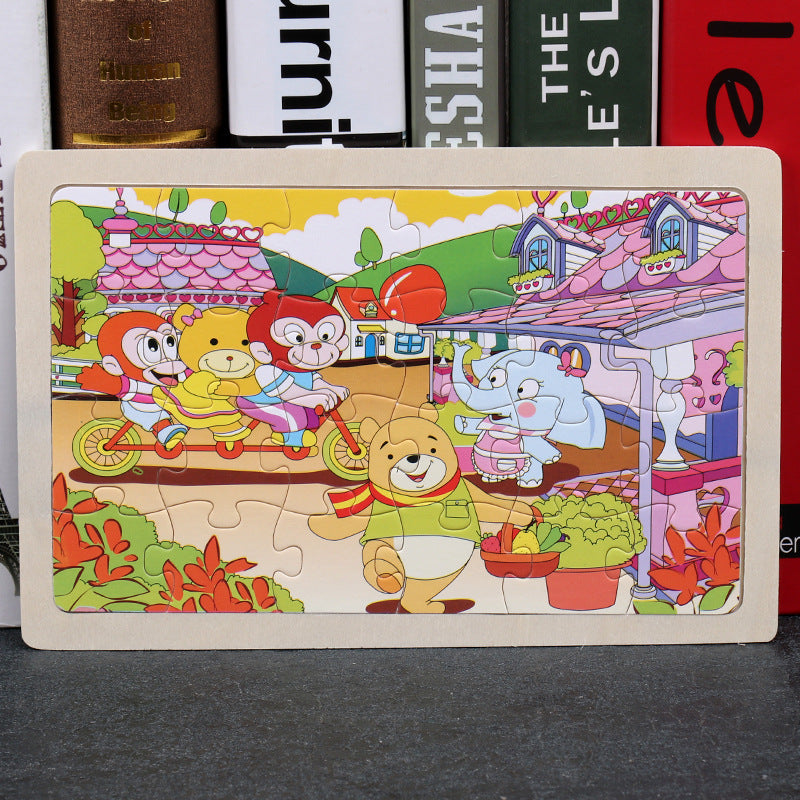 Children's Wooden Puzzle Set – Colorful Educational Toys in Storage Metal Box, from 3 Years, Unisex