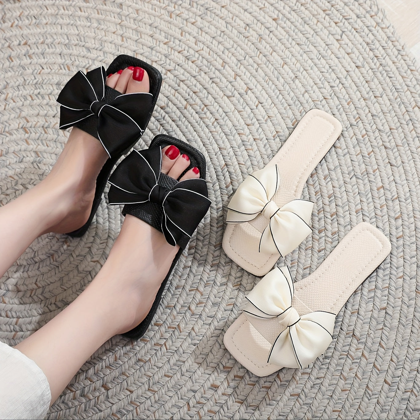 Damen Sandalen mit großer Schleife – Modische Slides für Freizeit und Sommer