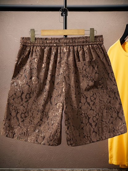Men's jacquard shorts with floral pattern for casual and street style