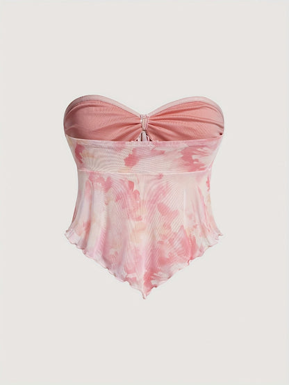 Women's bandeau top in romantic asymmetry style – fashionable summer statement for parties and festivals