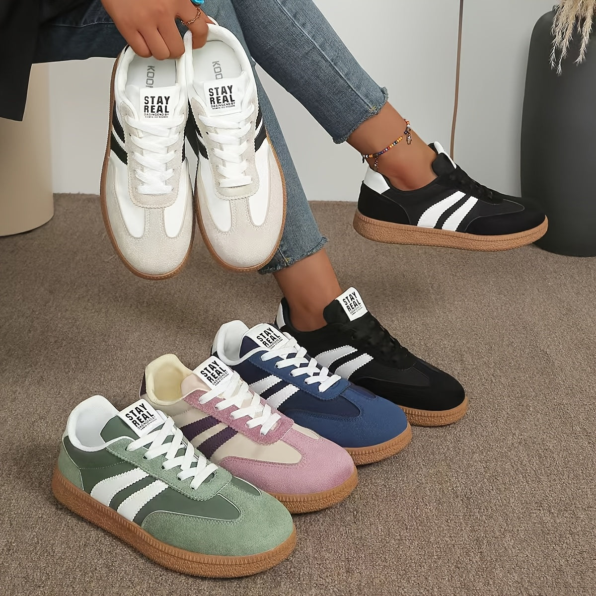 Women's Retro Sneakers in Vintage Look – Fashionable Casual Shoes with Comfort Sole