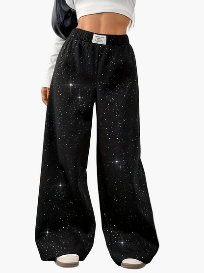 Damen Weite Sternenhimmel Freizeithose für Frühling und Sommer – Lässiger Streetstyle