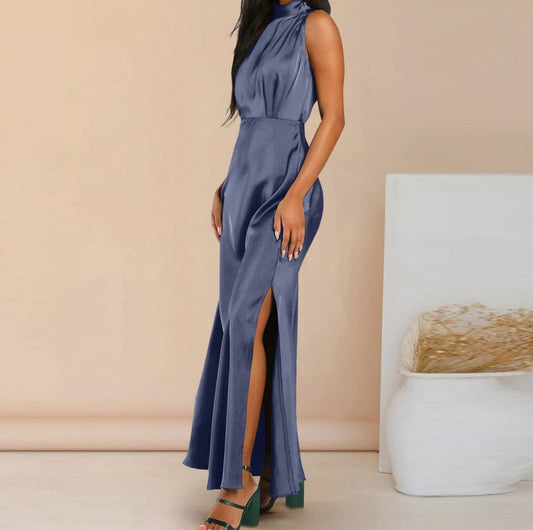 Michelle – Satin-Kleid mit Stehkragen