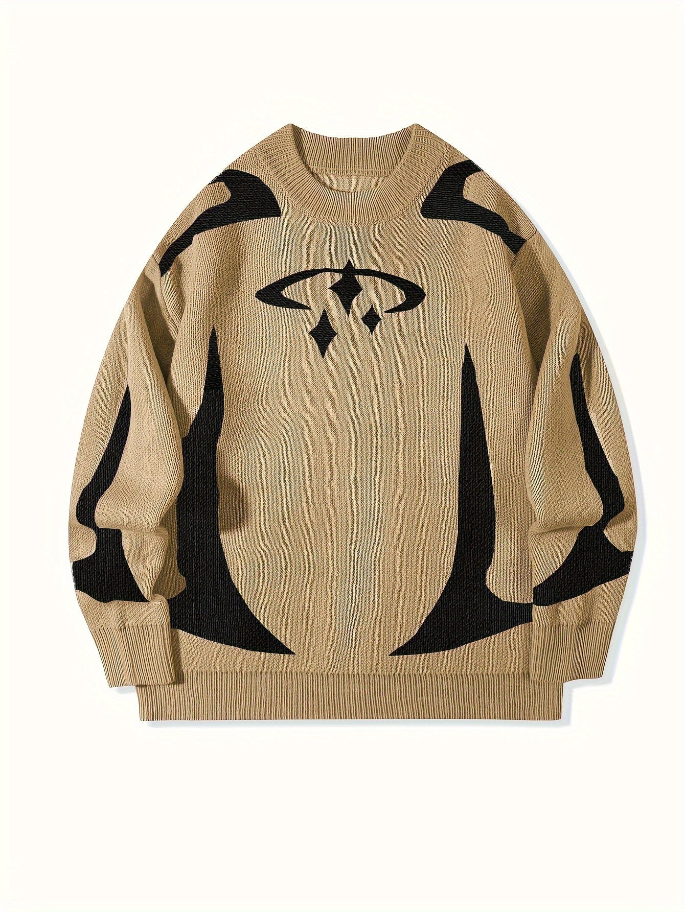 Unisex Strickpullover mit Rundhalsausschnitt und grafischem Muster