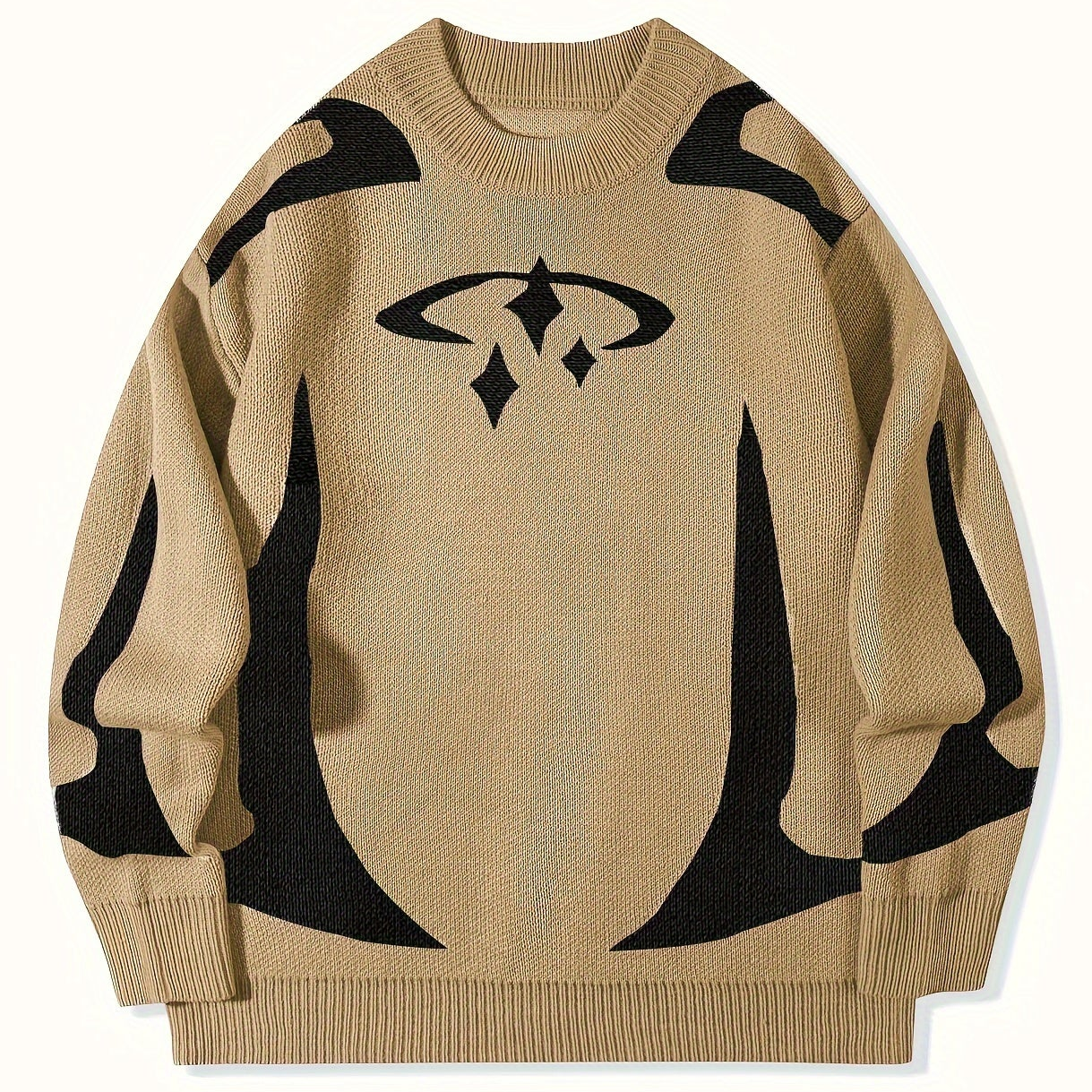 Unisex Strickpullover mit Rundhalsausschnitt und grafischem Muster