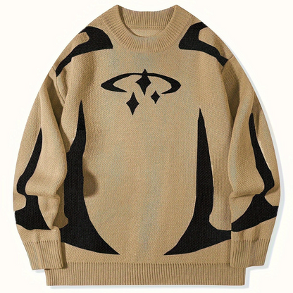 Unisex Strickpullover mit Rundhalsausschnitt und grafischem Muster