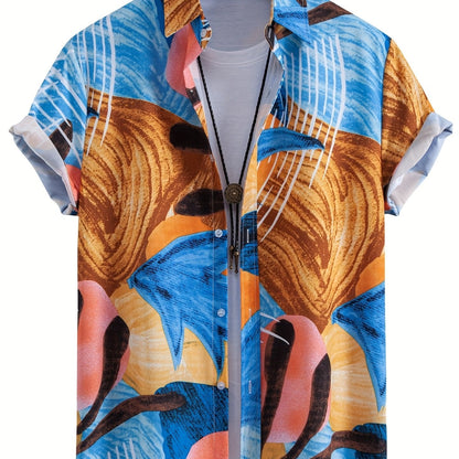 Men's Short-Sleeve Casual Shirt with Shell Motif – Modern Resort Shirt for Beach & Vacation