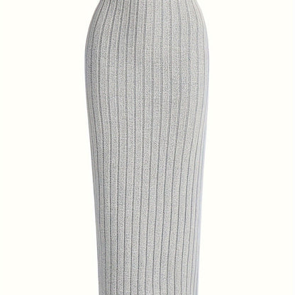 Women's Ribbed Knit Skirt – Elegant Maxi Skirt for Everyday and Office Wear