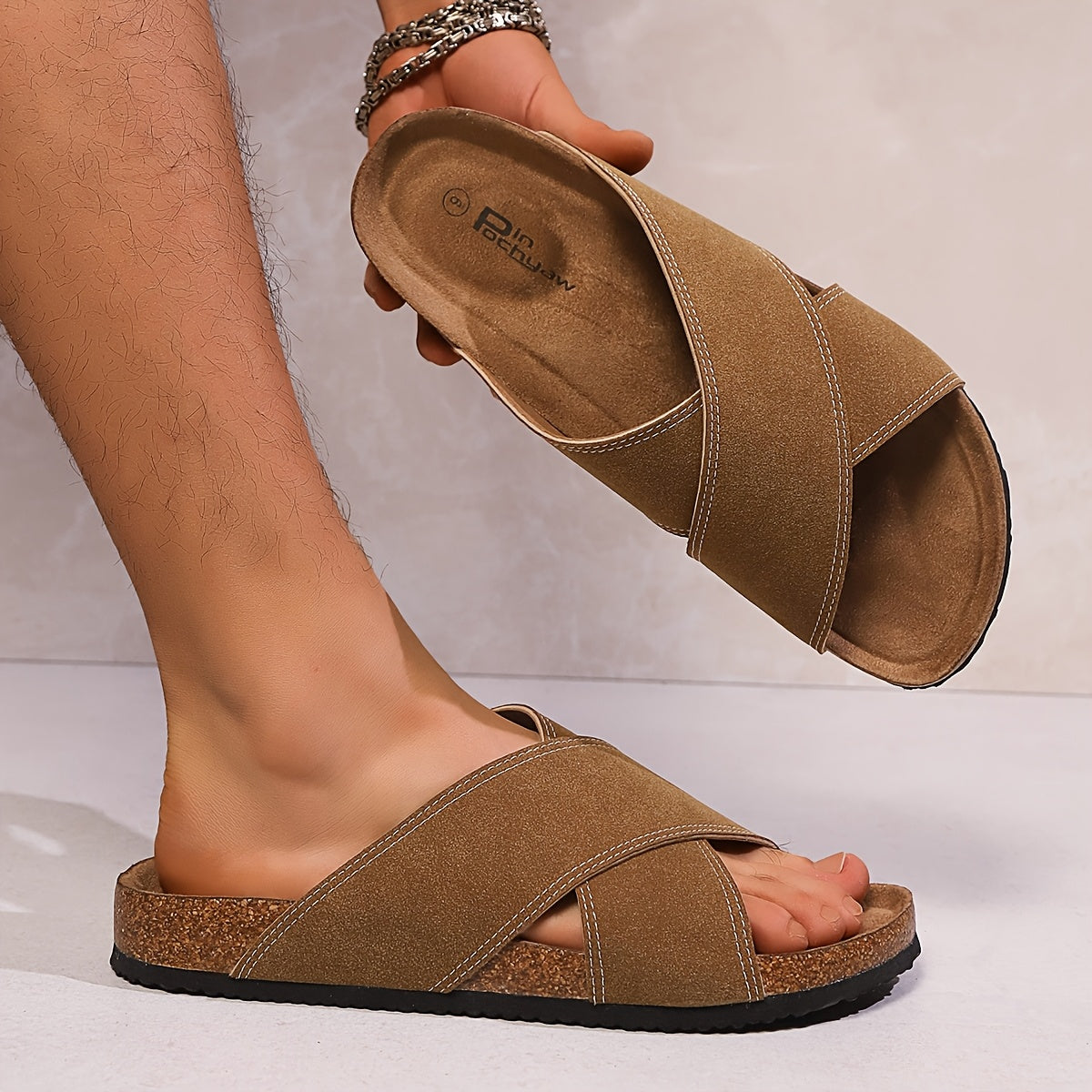 Men's Cross-Strap Sandals – Comfortable Summer Shoes for Leisure & Everyday Use