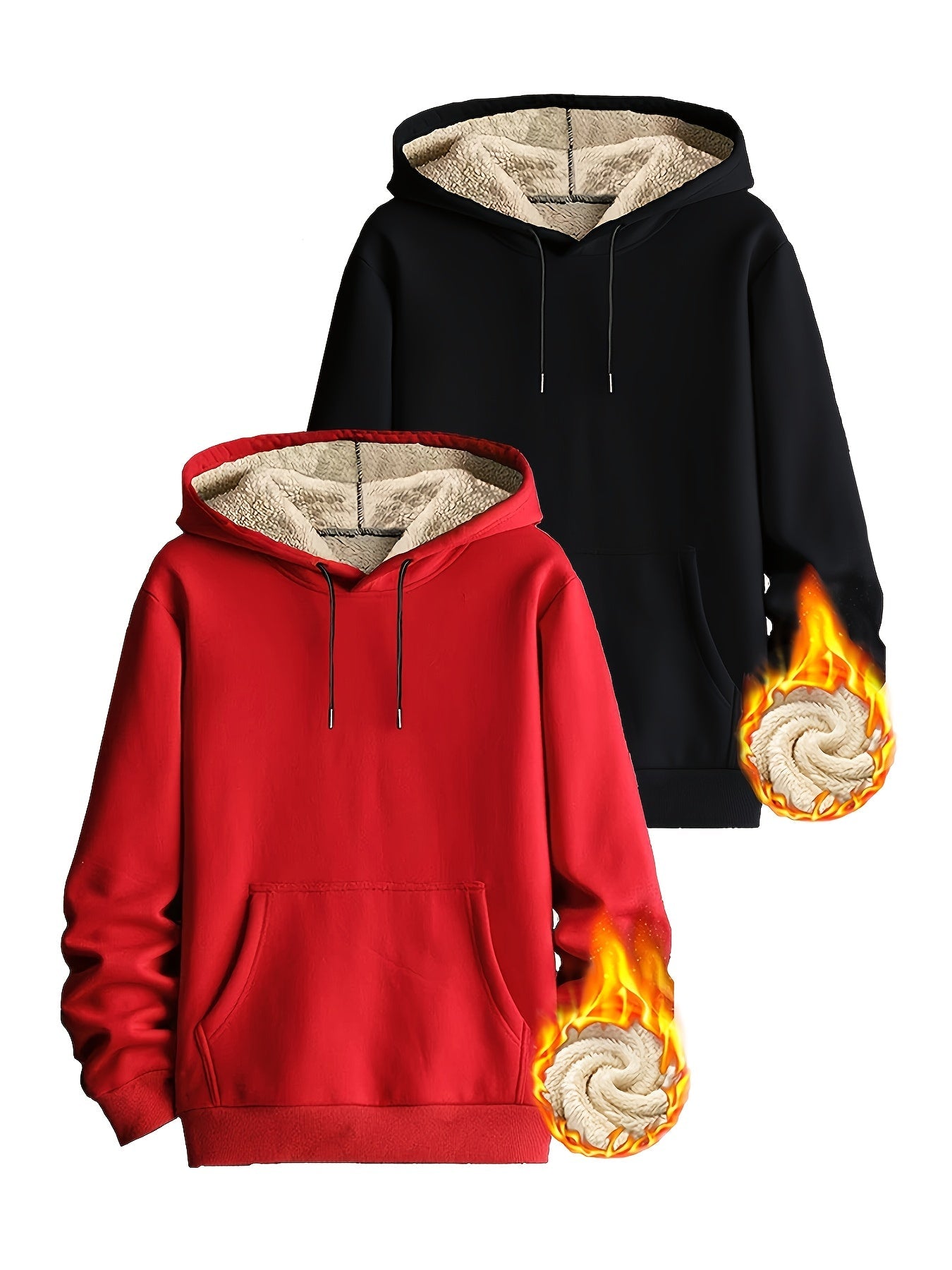 Hoodie set, 2-pack, with teddy lining; lined, warm hooded sweatshirt