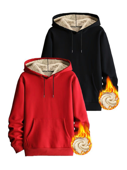 Hoodie set, 2-pack, with teddy lining; lined, warm hooded sweatshirt