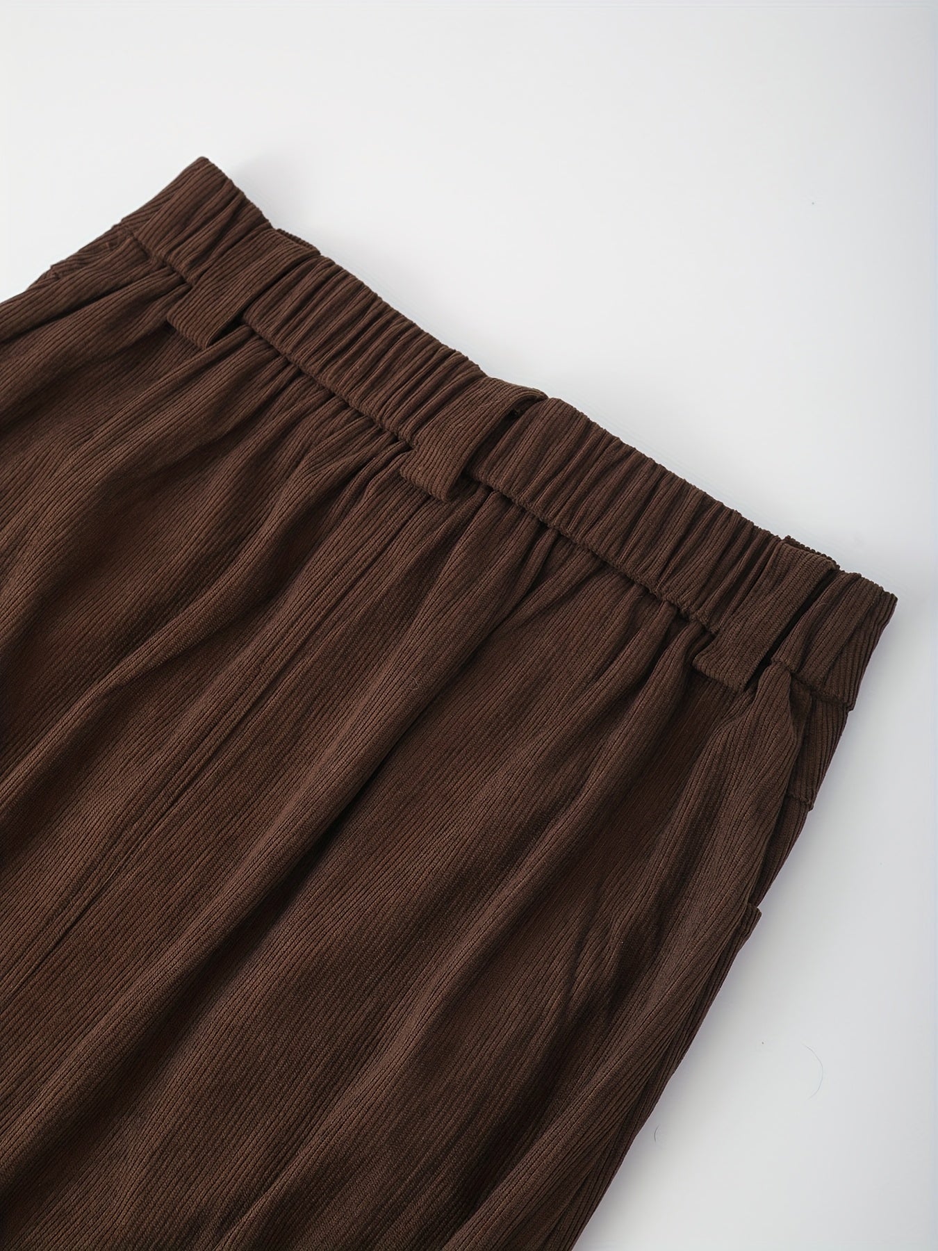 Damen Maxirock aus Kordstoff mit Schlitz Braun
