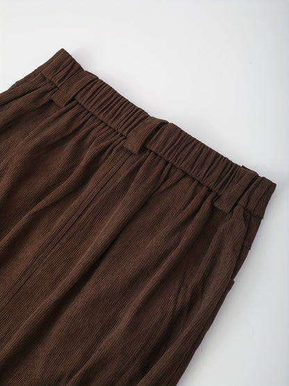 Damen Maxirock aus Kordstoff mit Schlitz Braun