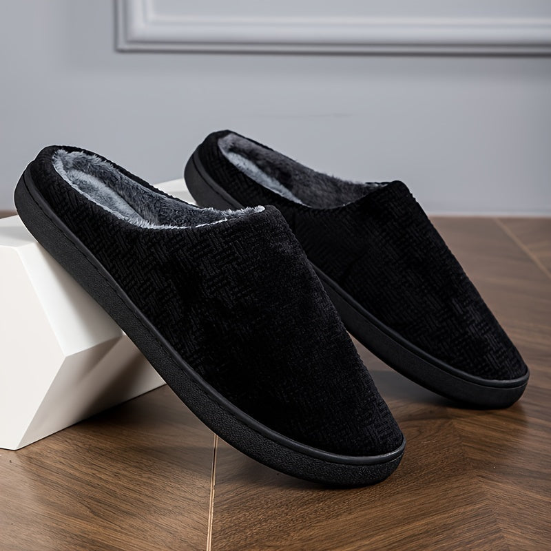 Unisex black slippers with soft lining