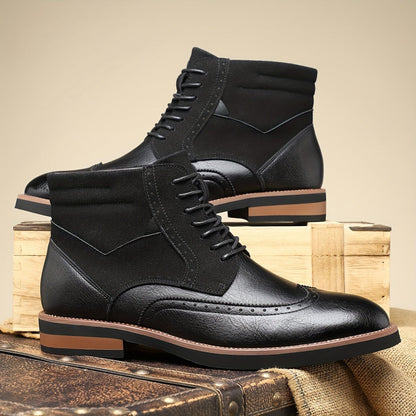 Men's ankle boots, brogues, lace-up boots, two-tone, business and casual
