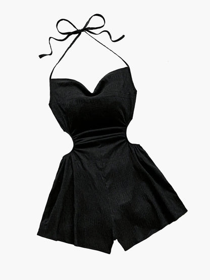Women's jumpsuit with halter neck and cut-outs – fashionable one-piece for vacation and summer