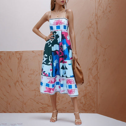 Zoe – Sleeveless High-Waisted Printed Dress