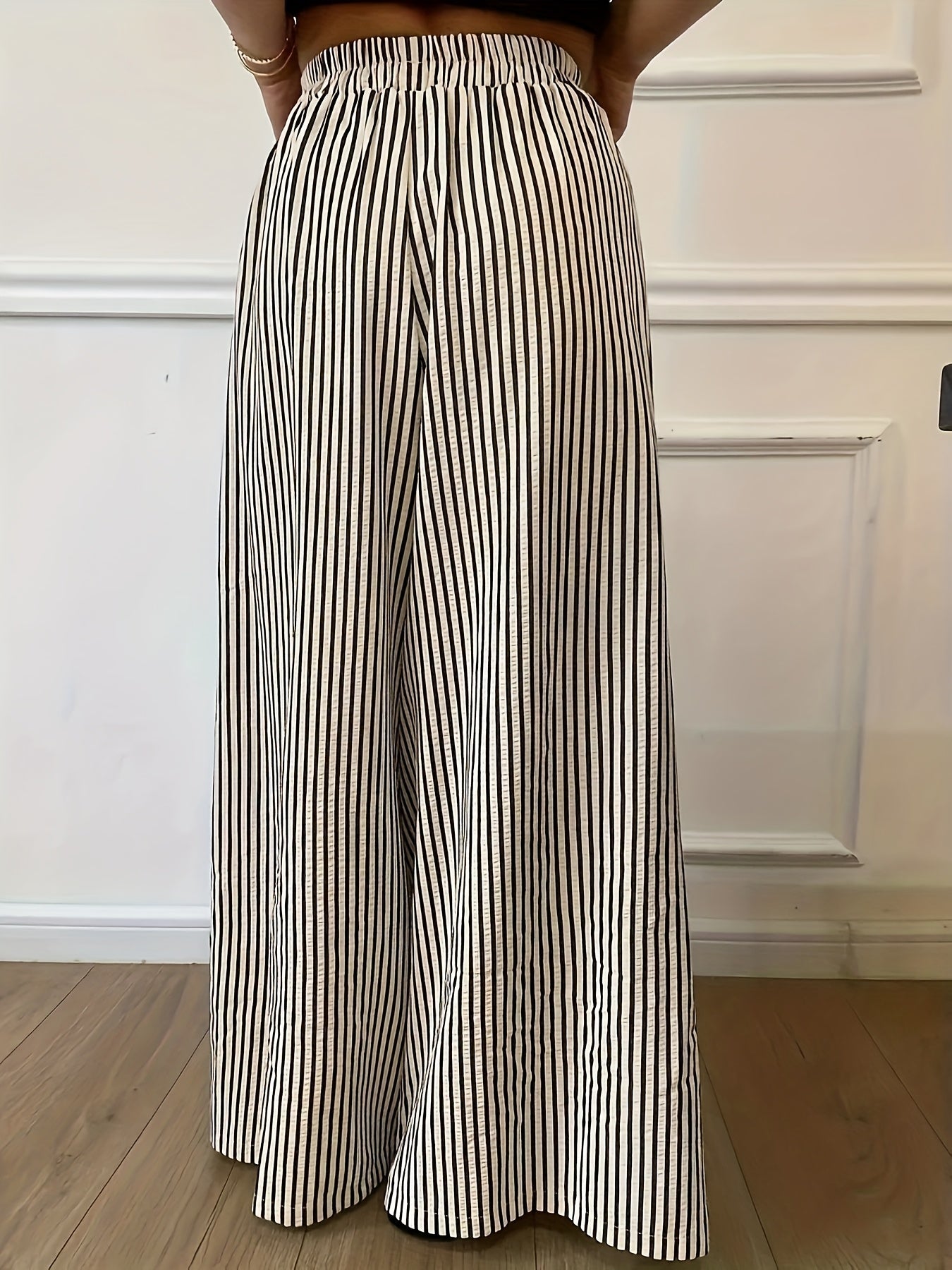 Damen Weite Streifenhose im eleganten Street-Style für Frühling und Sommer