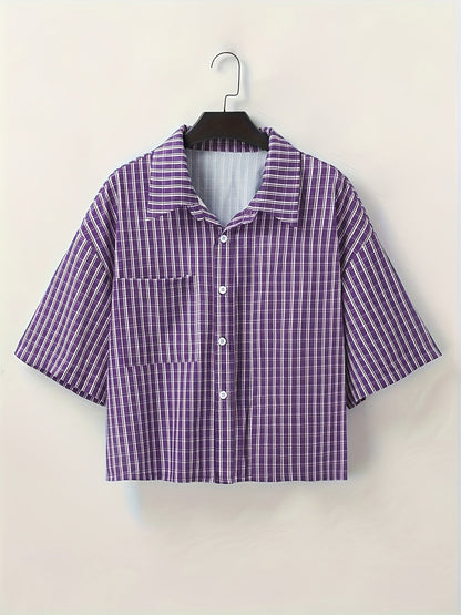 Herren Kurzarm Oversize Hemd im Karo-Design – Moderner Streetstyle für Freizeit & Alltag
